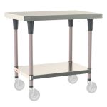 Metro TWM2436FS-304-K 24" x 36" TableWorx™ Mobile-Ready Stainless Steel Work Table with Type 304 Work Surface, Shelf Base & Metroseal Gray Epoxy Coated Legs