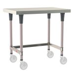 Metro TWM2436SU-304-K 24" x 36" TableWorx™ Mobile-Ready Stainless Steel Work Table with Type 304 Work Surface, 3-Sided Frame & Metroseal Gray Epoxy Coated Legs