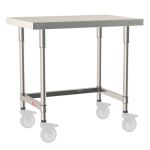 Metro TWM2436SU-304-S 24" x 36" TableWorx™ Mobile-Ready Stainless Steel Work Table with Type 304 Work Surface, 3-Sided Frame & Legs