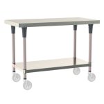 Metro TWM2448FS-304-K 24" x 48" TableWorx™ Mobile-Ready Stainless Steel Work Table with Type 304 Work Surface, Shelf Base & Metroseal Gray Epoxy Coated Legs