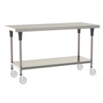 Metro TWM2460FS-304-K 24" x 60" TableWorx™ Mobile-Ready Stainless Steel Work Table with Type 304 Work Surface, Shelf Base & Metroseal Gray Epoxy Coated Legs