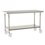 Metro TWM2460FS-304-S 24" x 60" TableWorx™ Mobile-Ready Stainless Steel Work Table with Type 304 Work Surface, Shelf Base & Legs
