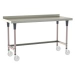 Metro TWM2460SU-304B-K 24" x 60" TableWorx™ Mobile-Ready Stainless Steel Work Table with Type 304 Work Surface with Backsplash, 3-Sided Frame & Metroseal Gray Epoxy Coated Legs