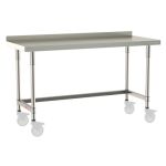 Metro TWM2460SU-316B-S 24" x 60" TableWorx™ Mobile-Ready Stainless Steel Work Table with Type 316 Work Surface with Backsplash, Type 304 3-Sided Frame & Legs