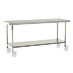 Metro TWM2472FS-316-S 24" x 72" TableWorx™ Mobile-Ready Stainless Steel Work Table with Type 316 Work Surface, Type 304 Shelf Base & Legs