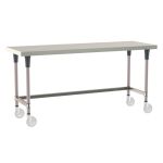 Metro TWM2472SU-304-K 24" x 72" TableWorx™ Mobile-Ready Stainless Steel Work Table with Type 304 Work Surface, 3-Sided Frame & Metroseal Gray Epoxy Coated Legs