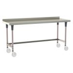 Metro TWM2472SU-304B-K 24" x 72" TableWorx™ Mobile-Ready Stainless Steel Work Table with Type 304 Work Surface with Backsplash, 3-Sided Frame & Metroseal Gray Epoxy Coated Legs