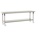 Metro TWM2496FS-304-K 24" x 96" TableWorx™ Mobile-Ready Stainless Steel Work Table with Type 304 Work Surface, Shelf Base & Metroseal Gray Epoxy Coated Legs