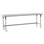 Metro TWM2496SU-304-K 24" x 96" TableWorx™ Mobile-Ready Stainless Steel Work Table with Type 304 Work Surface, 3-Sided Frame & Metroseal Gray Epoxy Coated Legs