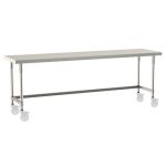 Metro TWM2496SU-304-S 24" x 96" TableWorx™ Mobile-Ready Stainless Steel Work Table with Type 304 Work Surface, 3-Sided Frame & Legs