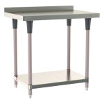 Metro TWS2436FS-304B-K 24" x 36" TableWorx™ Stainless Steel Work Table with Type 304 Surface with Backsplash, Shelf Base & Metroseal Gray Epoxy Coated Legs