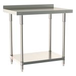 Metro TWS2436FS-304B-S 24" x 36" TableWorx™ Stainless Steel Work Table with Type 304 Work Surface with Backsplash, Shelf Base & Legs