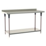 Metro TWS2460FS-304B-K 24" x 60" TableWorx™ Stainless Steel Work Table with Type 304 Surface with Backsplash, Shelf Base & Metroseal Gray Epoxy Coated Legs