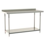Metro TWS2460FS-316B-S 24" x 60" TableWorx™ Stainless Steel Work Table with Type 316 Work Surface with Backsplash, Type 304 Shelf Base & Legs