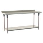 Metro TWS2472FS-304B-K 24" x 72" TableWorx™ Stainless Steel Work Table with Type 304 Surface with Backsplash, Shelf Base & Metroseal Gray Epoxy Coated Legs