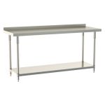 Metro TWS2472FS-304B-S 24" x 72" TableWorx™ Stainless Steel Work Table with Type 304 Work Surface with Backsplash, Shelf Base & Legs