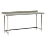 Metro TWS2472SU-304B-S 24" x 72" TableWorx™ Stainless Steel Work Table with Type 304 Work Surface with Backsplash, 3-Sided Frame & Legs