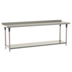 Metro TWS2496FS-304B-K 24" x 96" TableWorx™ Stainless Steel Work Table with Type 304 Surface with Backsplash, Shelf Base & Metroseal Gray Epoxy Coated Legs