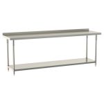 Metro TWS2496FS-304B-S 24" x 96" TableWorx™ Stainless Steel Work Table with Type 304 Work Surface with Backsplash, Shelf Base & Legs