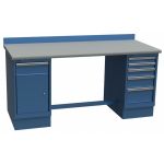 Lista XSTB91-60PT 30" x 60" Technical Workstation with Laminate Work Surface, Cabinet Base & Drawer Bank Bright Blue