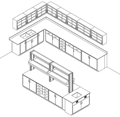 Lab Furniture Line Drawing Blueprint