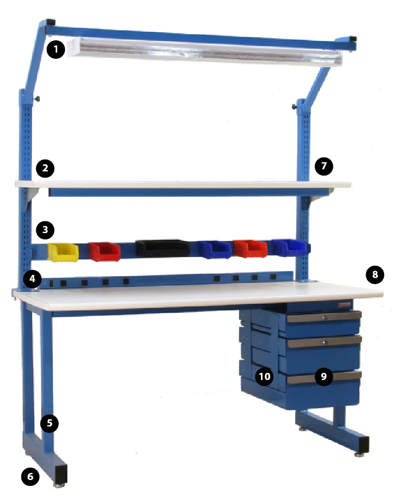 BenchPro D-Series Cantilevered Workbench with Accessories