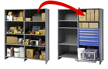 Lista Shelf Converter System Compared to Existing Shelving Unit