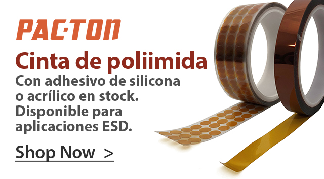 Cinta de poliimida - Con adhesivo de silicona o acrílico en stock. Disponible para aplicaciones ESD.